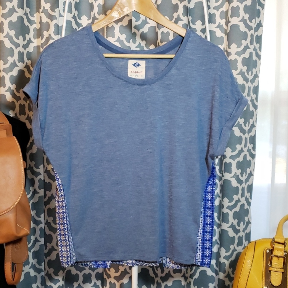 Sadie Robertson Blue Multi-Textured/Patterned Tee